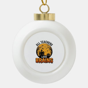 Lehrer Halloween Liebe Gehirne Vintage Design_1 Keramik Kugel-Ornament