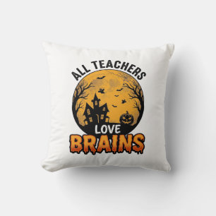 Lehrer Halloween Liebe Gehirne Vintage Design_1 Kissen