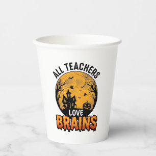 Lehrer Halloween Liebe Gehirne Vintage Design_1 Pappbecher