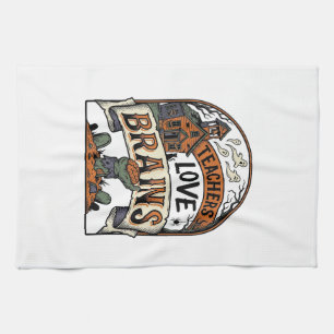Lehrer Halloween-Shirt Lehrer lieben Gehirne_1 Geschirrtuch