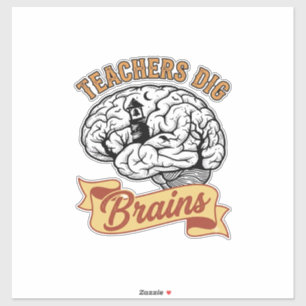 Lehrer Halloween-Shirt Vintage Gravur Brain Pun Aufkleber