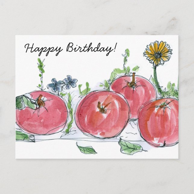Lehrer Happy Birthday Red Apples Frucht Postkarte (Vorderseite)