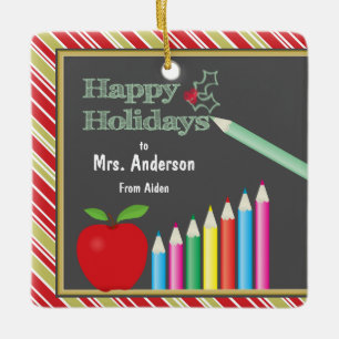 Lehrer Happy Holidays Chalkboard Apple Keramikornament