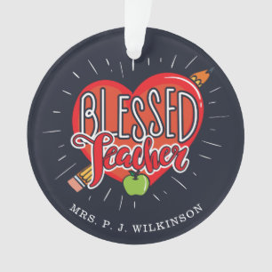Lehrer Herz Bleistift Apfel Benutzerdefiniert Ornament