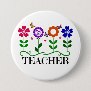 Lehrer, Herz und Blume und Hübsche Schmetterlinge Button