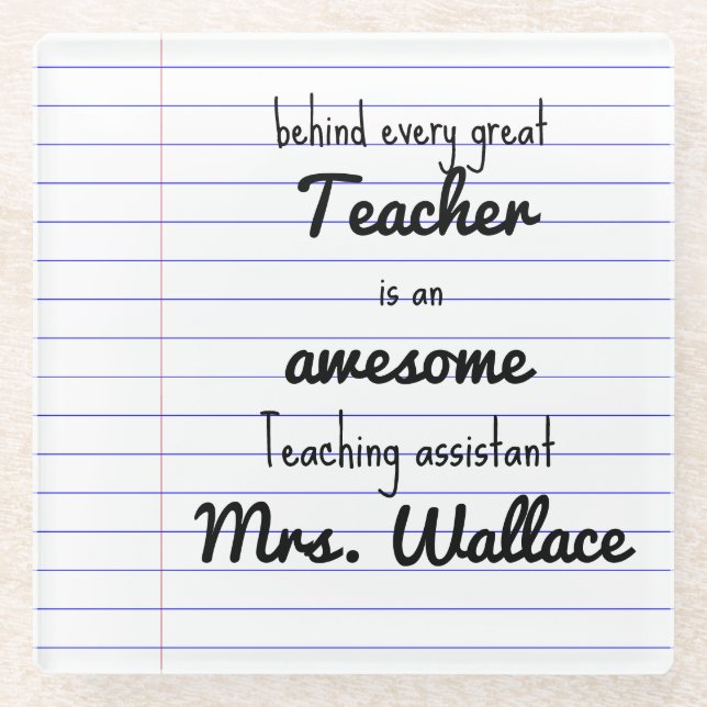 Lehrer Hilfe Tasche Lehrassistent TA Glasuntersetzer (Vorderseite)