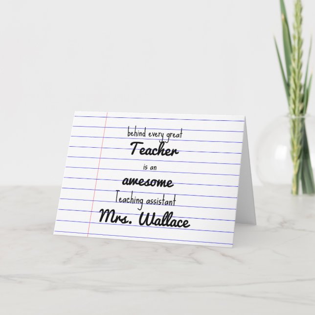 Lehrer-Hilfe Tote Tasche Lehrassistent TA Karte (Vorderseite)