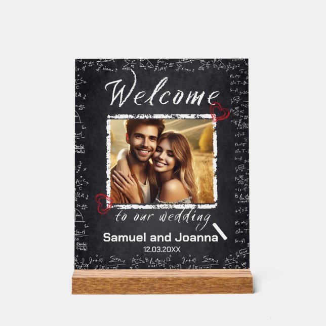 Lehrer Hochzeitskhalk willkommen Acrylschild (Vorderseite)
