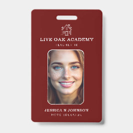 Lehrer-ID-Abzeichen | Minimalistisch Rot Ausweis