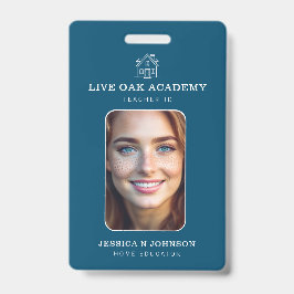 Lehrer-ID-Abzeichen | Minimalistisches Blau Ausweis
