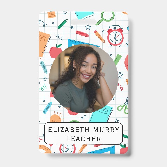 Lehrer-ID-Abzeichen mit Schulmaterial Ausweis (Vorderseite)