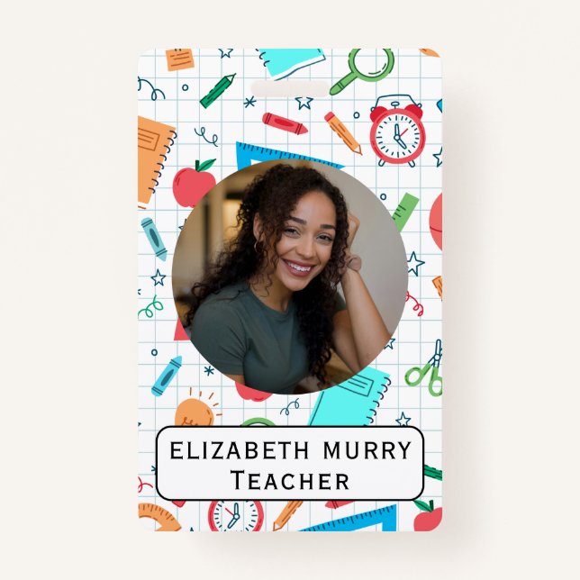 Lehrer-ID-Abzeichen mit Schulmaterial Ausweis (Vorderseite)