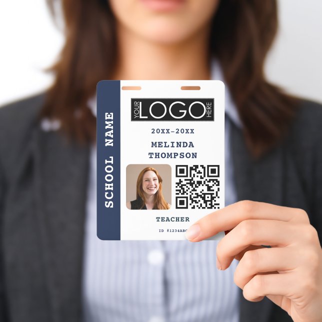 Lehrer-ID-Karte Schulbüro Name Foto QR-Code Ausweis (Präsentiert)