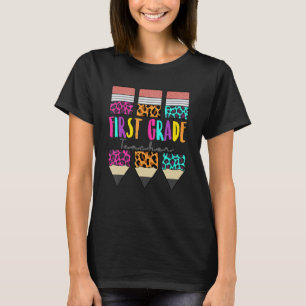 Lehrer/in der 1. Klasse Leopard Bleistift Erster S T-Shirt