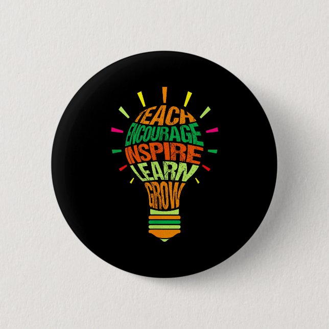 Lehrer Inspirierende Definition Farbige Glühbirne  Button (Vorderseite)