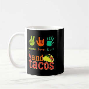 Lehrer Job Peace Liebe Art Tacos Funny Finger Hand Kaffeetasse