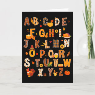 Lehrer Kids Alphabet Türkei Pumpkin Herbst Danke Karte
