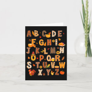 Lehrer Kinder Alphabet Truthahn Kürbis Herbst Dank Karte