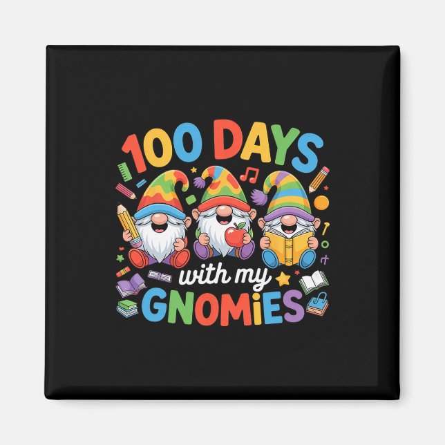Lehrer Kinder Gnom 100 Tage Schule  Magnet (Vorne)