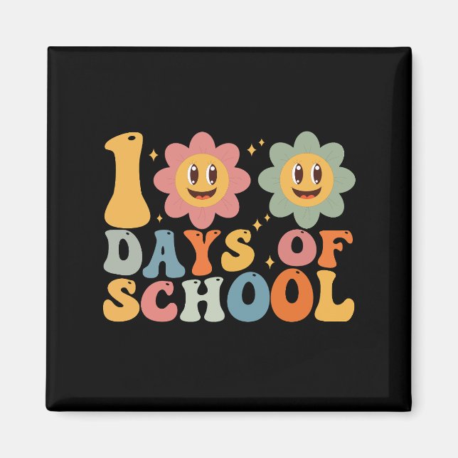 Lehrer Kinder Retro Groovy 100 Tage 0f Schule Magnet (Vorne)