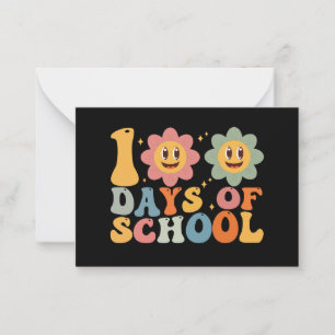 Lehrer Kinder Retro Groovy 100 Tage Schule Mitteilungskarte