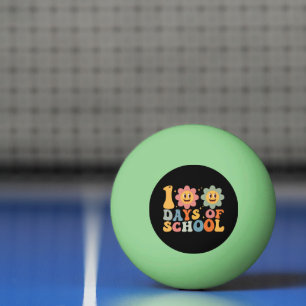 Lehrer Kinder Retro Groovy 100 Tage Schule Tischtennisball