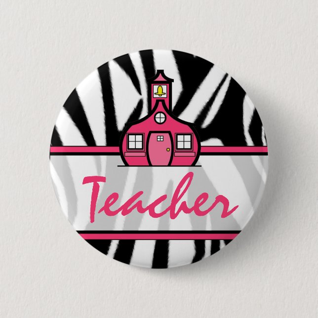 Lehrer-Knopf - schwarzer Zebra-Druck Button (Vorderseite)