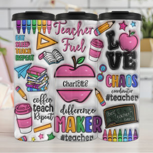 Lehrer: Kraftstoff, Liebe, Inspirier, Wiederholung Thermosbecher