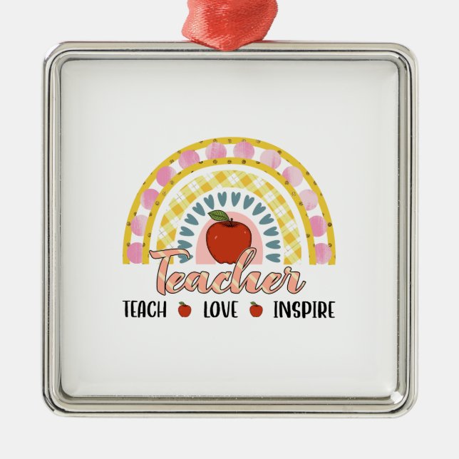 Lehrer Lehre Liebe Inspiriert Ornament Aus Metall (Vorne)