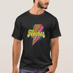 Lehrer Leopardenprint Blitz Pink 80er Vin T-Shirt