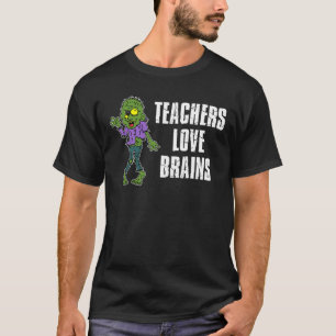 Lehrer Liebe Brains Zombie Cartoon T-Shirt