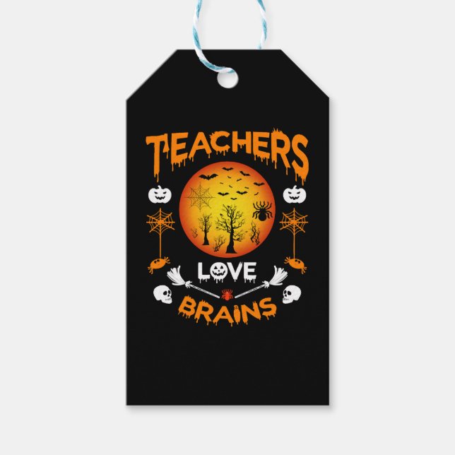 Lehrer Liebe Gehirne Funny Halloween T Shirt Geschenkanhänger (Vorderseite)
