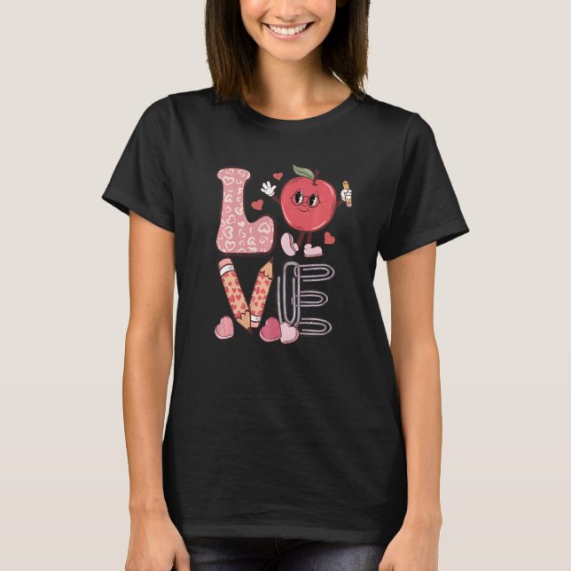 Lehrer Liebe Retro Groovy Lehrertag T-Shirt (Vorderseite)