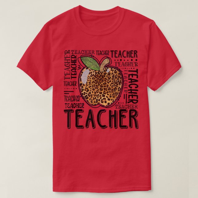Lehrer Life Apple Leopard Drucklehrer zurück zu s T-Shirt (Design vorne)