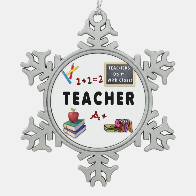 Lehrer machen das mit der Klasse Schneeflocken Zinn-Ornament (Vorderseite)