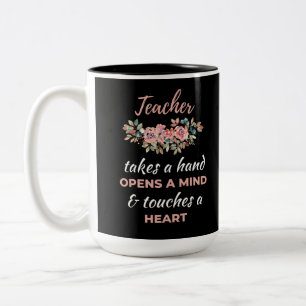 Lehrer macht eine Hand öffnet einen Geist Zweifarbige Tasse