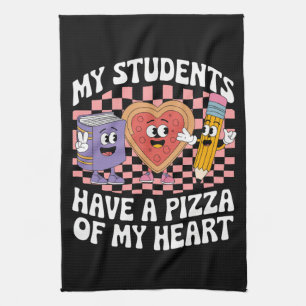 Lehrer Mein Schüler haben eine Pizza von meinem He Geschirrtuch
