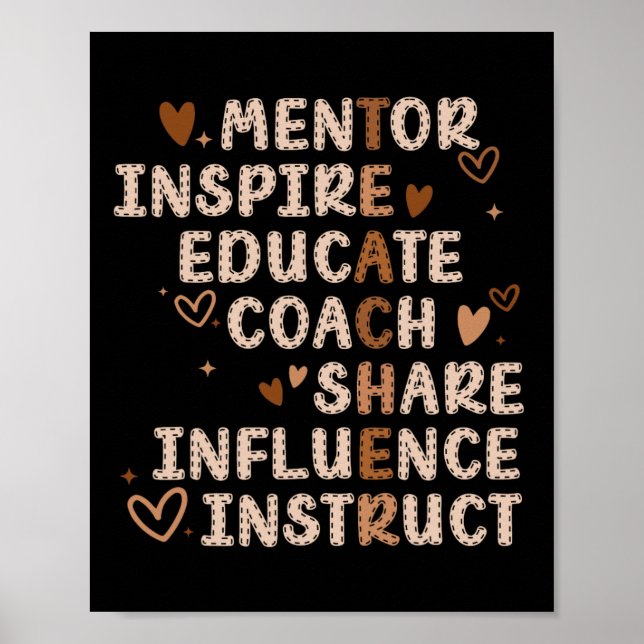 Lehrer Mentor Inspirier Educate Coach Share Influe Poster (Vorne)