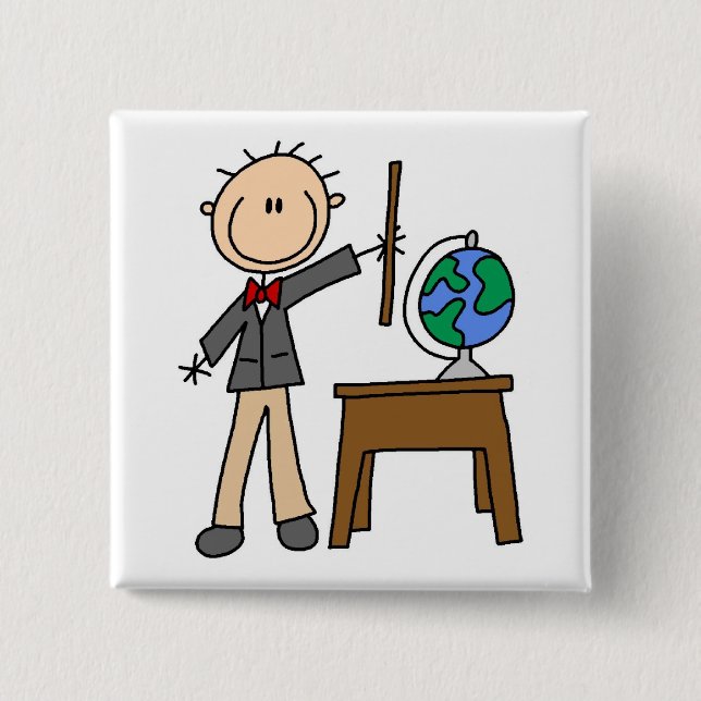 Lehrer mit Globus Button (Vorderseite)