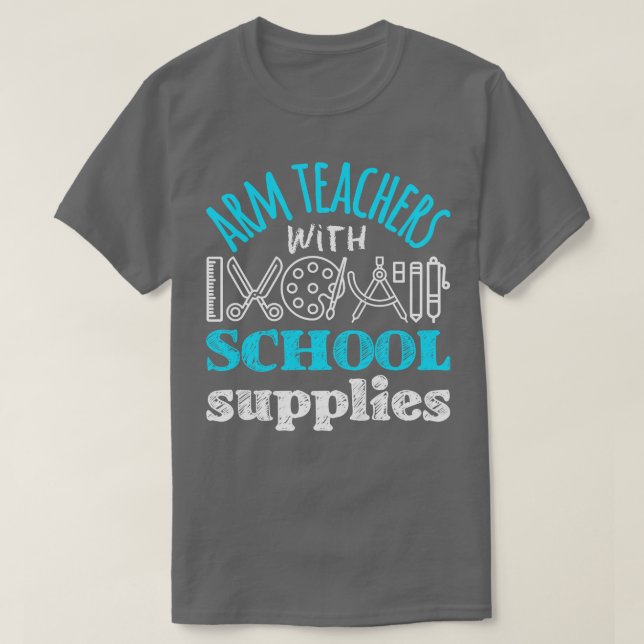 Lehrer mit Schulbedarf T-Shirt (Design vorne)