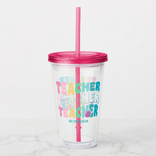Lehrer Moderne Regenbogenfarben Personalisierter N Acryltrinkbecher