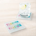 Lehrer Moderne Regenbogenfarben Personalisierter N Glasuntersetzer<br><div class="desc">Teacher Modern Rainbow Colors Personalisiert Name Untersetzer präsentieren den Text "Teacher" in der modernen Regenbogenfarben Wiederholskripttypografie mit Ihrem personalisierten Namen unten. Perfekt für Ihren Lieblingslehrer für Lehrerbewertungen,  Geburtstag,  Weihnachten,  Feiertage und mehr. Von Evco Studio entworfen www.zazzle.com/store/evcostudio</div>