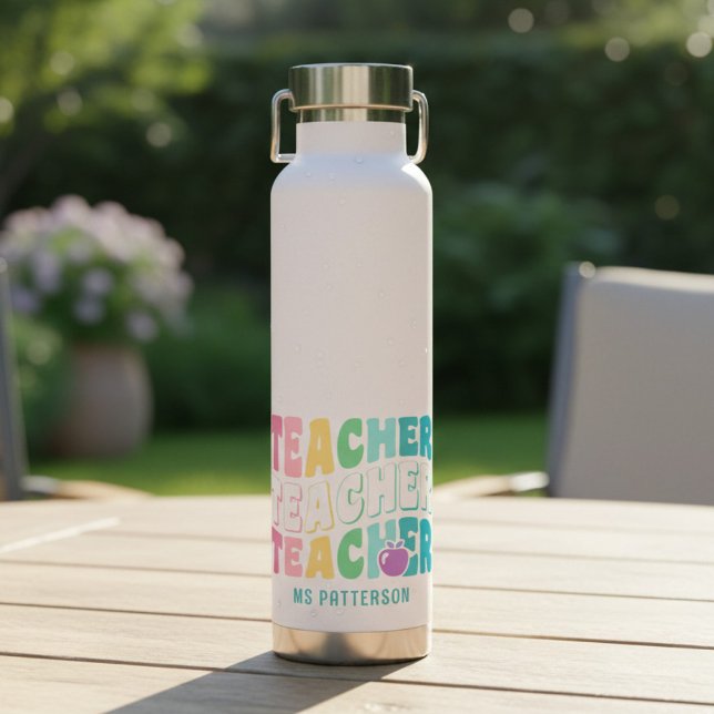 Lehrer Moderne Regenbogenfarben Personalisierter N Trinkflasche (Von Creator hochgeladen)