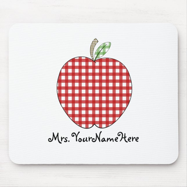 Lehrer Mousepad - roter Gingham Apple (Vorne)