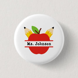 Lehrer Name Personalisiert Red Apple Button