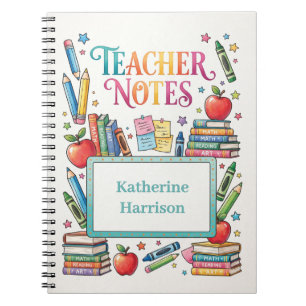 Lehrer Notizen Illustration mit Schulmaterial Notizblock