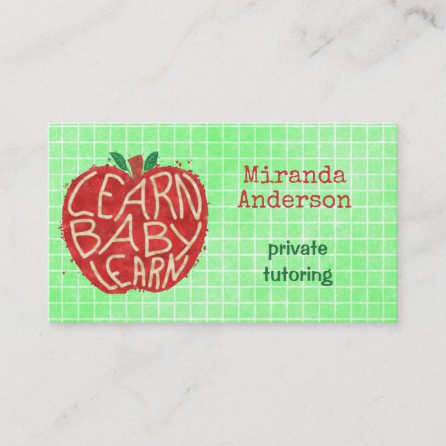 Lehrer oder privater Tutor lernen Baby Apple und Visitenkarte (Vorderseite)