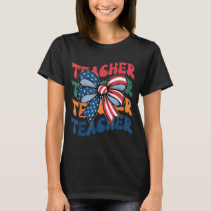 Lehrer patriotischer Bogen Unabhängigkeitstag T-Shirt