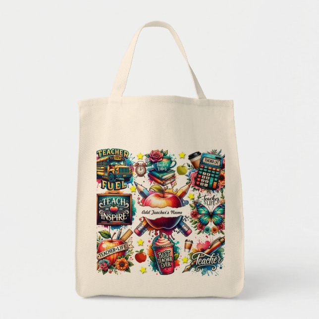 Lehrer personalisieren Namensschild-Geschenk Tragetasche (Vorne)