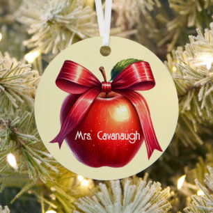 Lehrer Personalisiert Weihnachtsgeschenk Red Apple Ornament Aus Metall